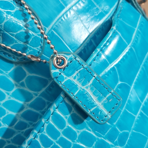 Danier Aqua Alligator Handle Bag Cossbody - Picture 6 of 10